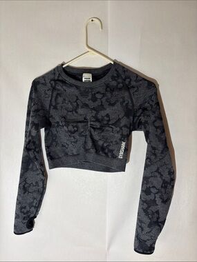 Gymshark Dark Grey Camo Long Sleeve Crop Top